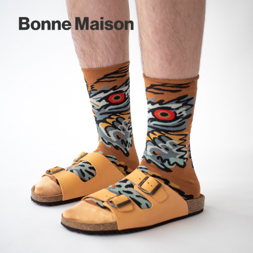 Bonne Maison法国设计师高端艺术袜品牌网红中筒棉袜子摹纹系列