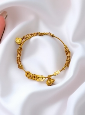 新中式国潮五帝钱手链女金色葫芦