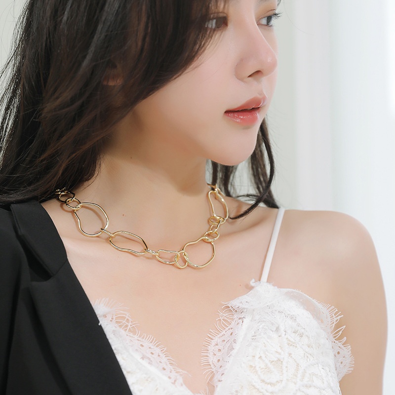 简约不规则几何圆环链锁骨项链