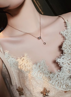 简约时尚钛钢罗马数字锁骨链女