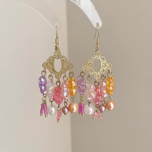 Vintage古着 blooms耳饰 Crimson