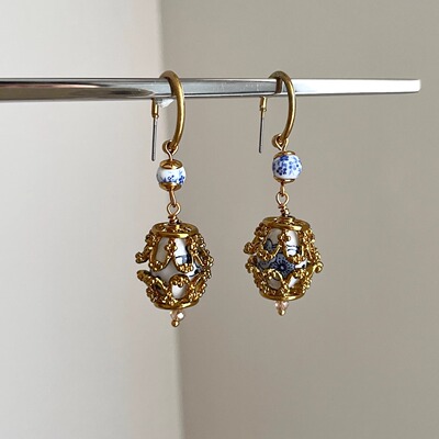 Vintage古着 The Pearl of Fan Cage耳饰