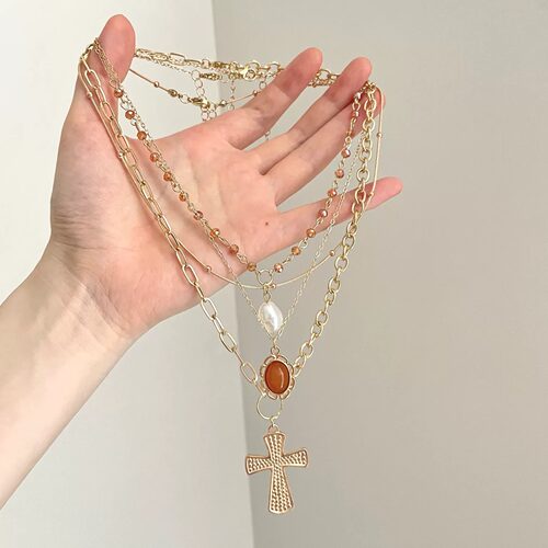 Vintage古着 Warm Orange Holy Card项链