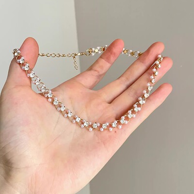 Vintage古着 Sparkling diamond pearls项链