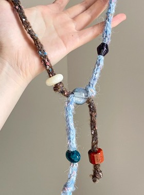 Vintage古着 Gray and blue intersection项链