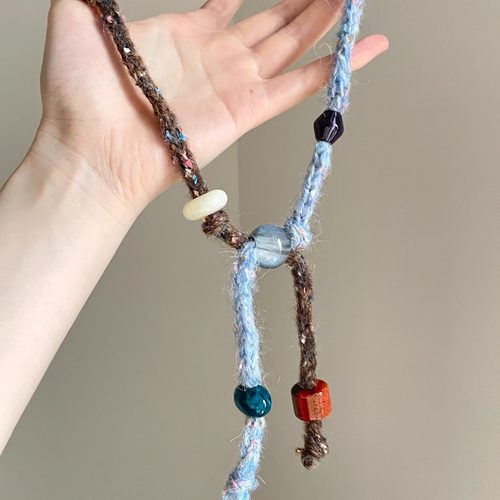 Vintage古着 Gray and blue intersection项链