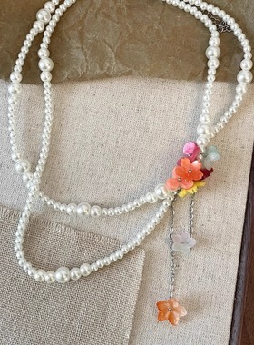 Vintage古着 Pearl flower cluster tassels项链
