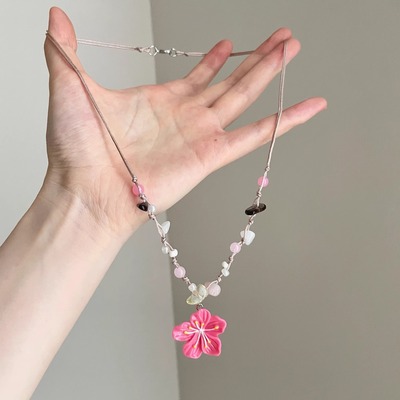 Vintage古着 Natural stone braided flowers项链