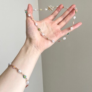 beads套装 Vintage古着 pearl daisy Colorful