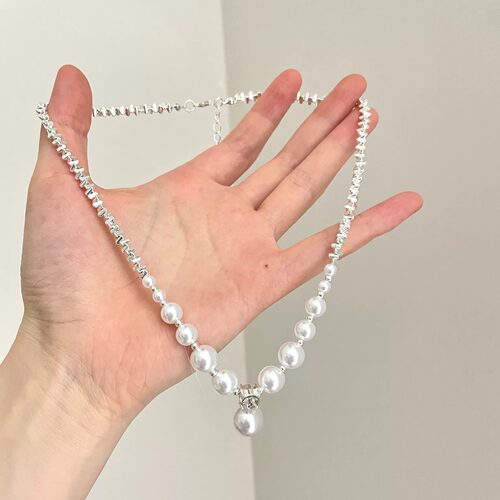 Vintage古着 Clear glow falling beads项链