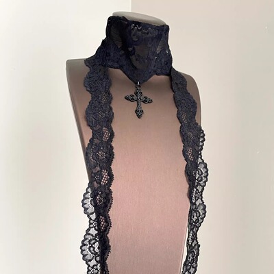 Vintage古着 Night Tears Lace Cross项链