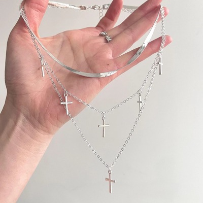 Vintage古着 Plain circle cross项链