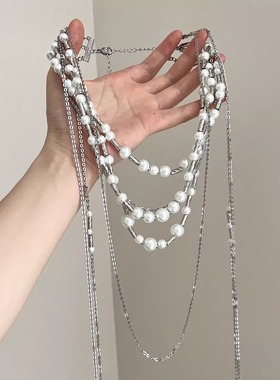 Vintage古着 Pearl silver tassel项链