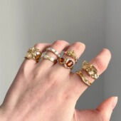 Vintage古着 circle套戒 element Gold plated