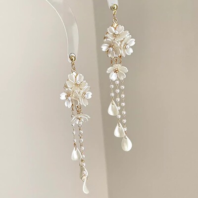 Vintage古着 Pearl broken flowers耳饰