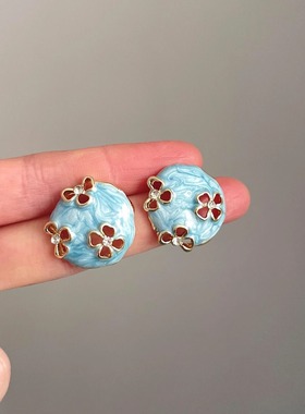 Vintage古着 Oil-dropping butterfly耳饰