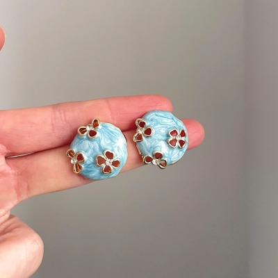 Vintage古着 Oil-dropping butterfly耳饰