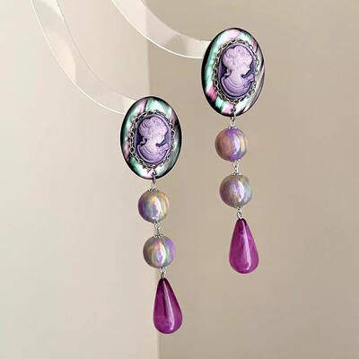 Vintage古着 Purple Mandarin Muse耳饰