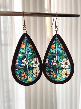 Vintage古着 Church stained glass windows耳饰