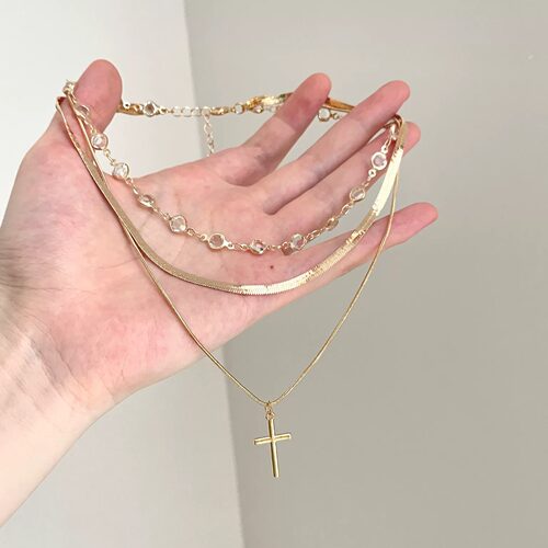 Vintage古着 Clear‑Gem Gold Drape项链