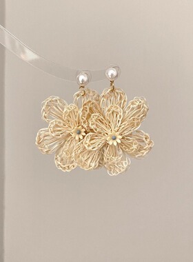 Vintage古着 Weave flowers耳饰