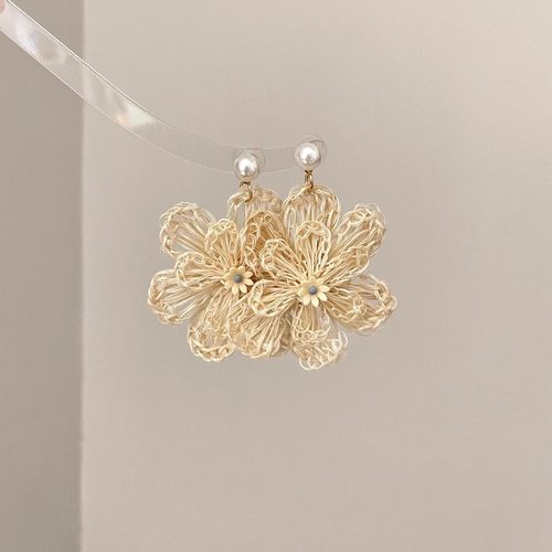 Vintage古着 Weave flowers耳饰