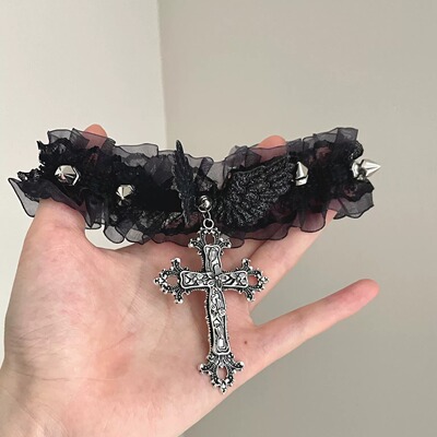 Vintage古着 Black rivet cross项圈