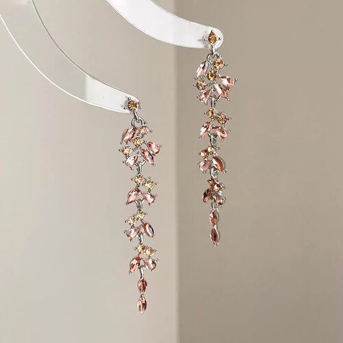 Vintage古着 Tassel crystal leaf耳饰