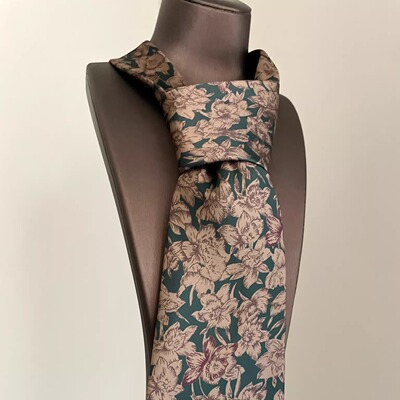 Vintage古着 Ancient colorful flowers领带