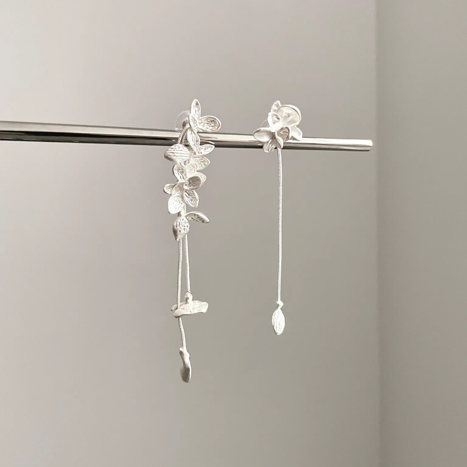 Vintage古着 French birds and fish flower tassels耳饰