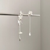 flower Vintage古着 tassels耳饰 and fish French birds