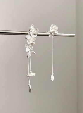 Vintage古着 French birds and fish flower tassels耳饰