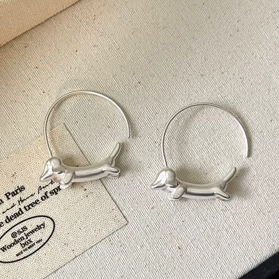 Vintage古着 Matte Dachshund耳饰