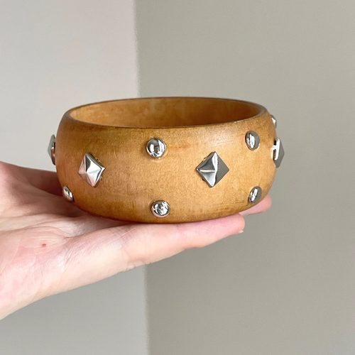 Vintage古着 Star riveted wooden bracelet手镯