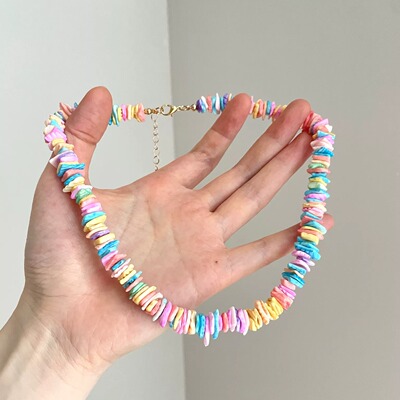 Vintage古着 Colorful crushed stone beads项链