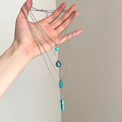 Vintage古着 Stacked turquoise项链