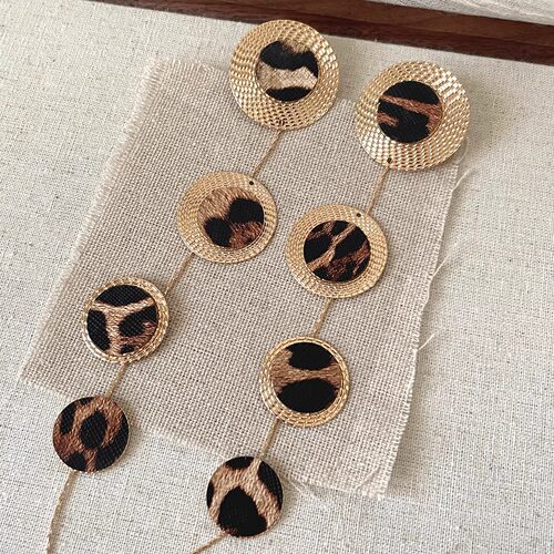 Vintage古着 Golden leopard tassels耳饰