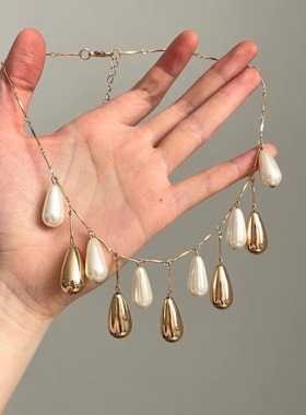 Vintage古着 Golden water droplet项链