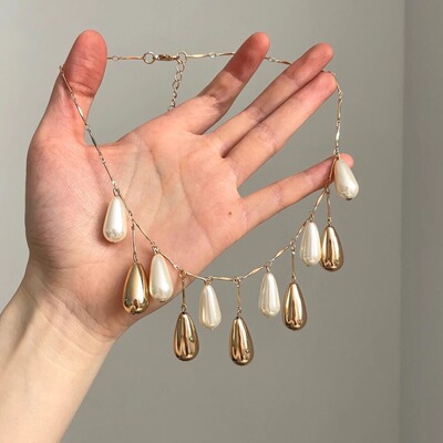 Vintage古着 Golden water droplet项链