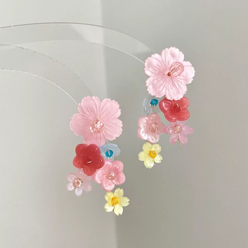 Vintage古着 Peach branch color耳饰