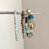 White dew drops Vintage古着 peach heart手串