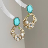 encrusted Vintage古着 Diamond flowers耳饰