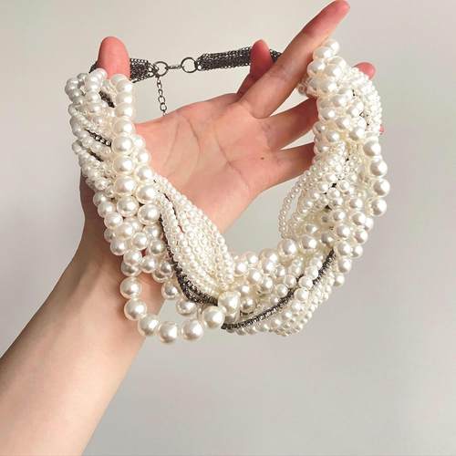 Vintage古着 Pearl waterfall beads项链