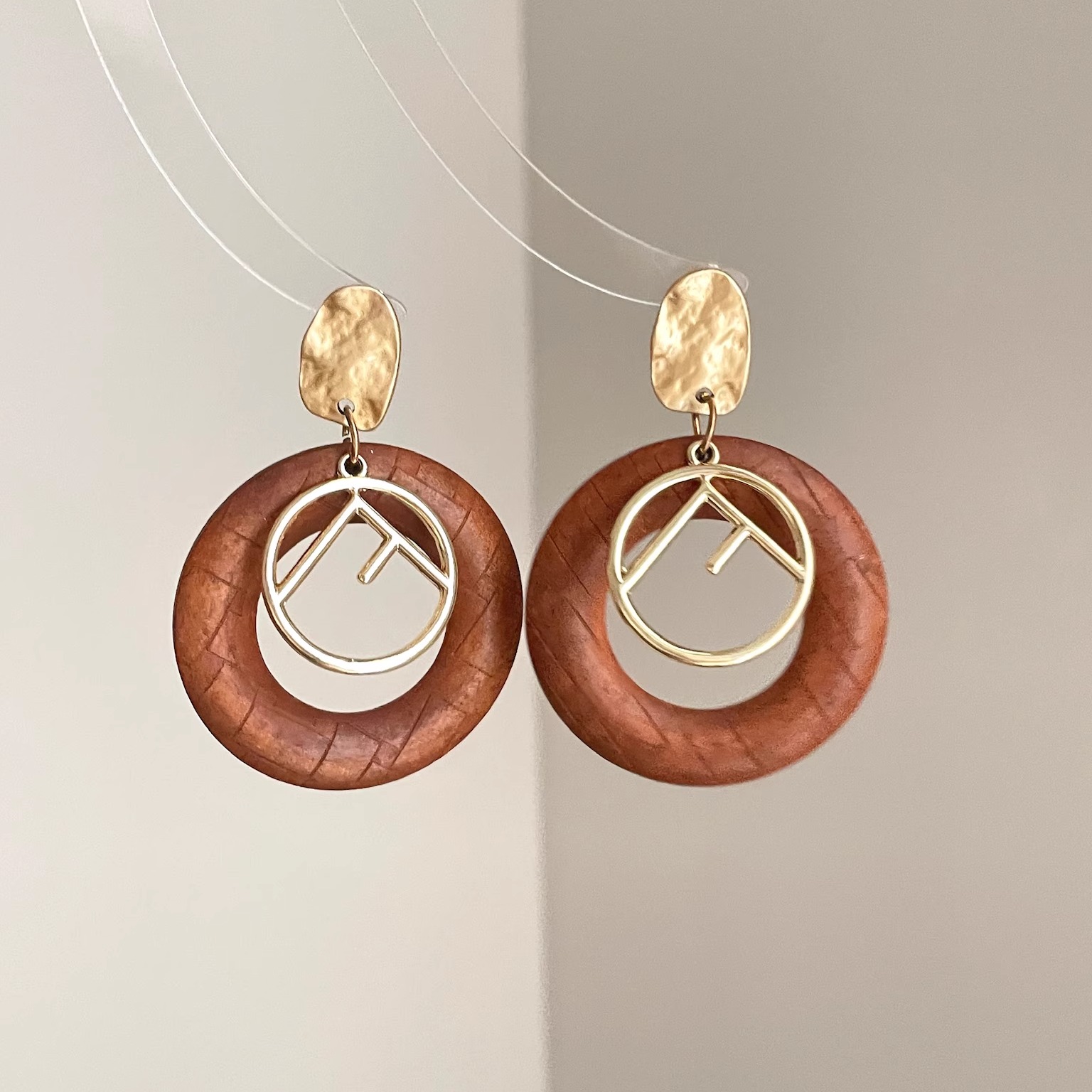 Vintage古着 Pleated lines耳饰