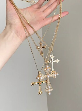 Vintage古着 Geometric cross pile项链