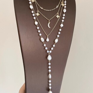 and Star Moon项链 Diamond Vintage古着