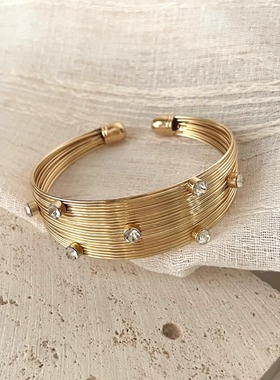 Vintage古着 Golden zircon cross-sect手镯