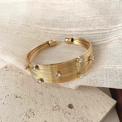 Vintage古着 Golden zircon cross-sect手镯