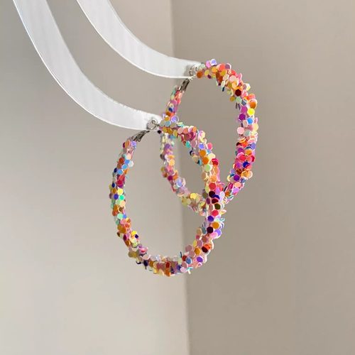 Vintage古着 Colored sequin circle耳饰