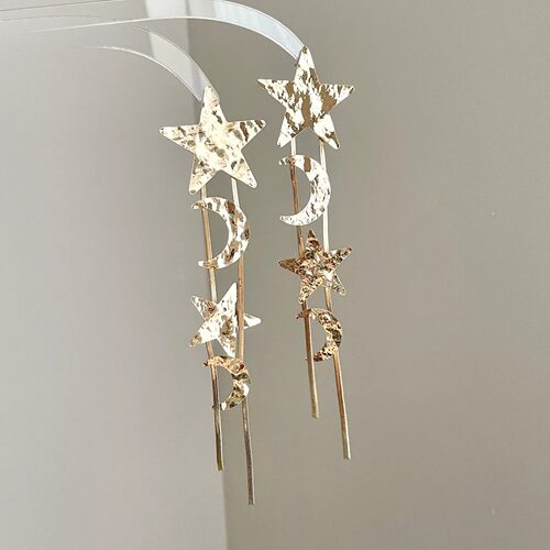 Vintage古着 Gilded Moon Drop耳饰